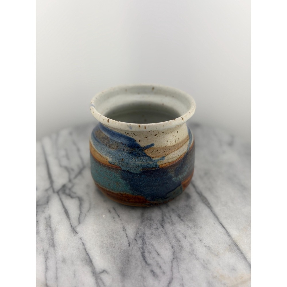 Vintage Klickitat Pottery Studio Art Vase Hand Thrown Stoneware Jar Blue Brown - Picture 3 of 14